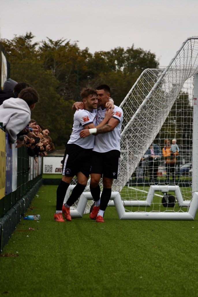 Feltham and Robbins celebrate
