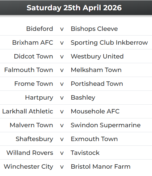 Saturday Fixtures